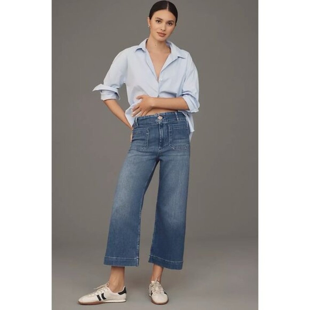 Anthropologie Colette Denim Cropped Wide Leg Jeans by Maeve